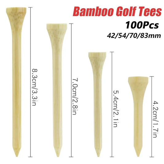 100Pcs Bamboo Golf Pins 42mm 54mm 70mm 83mm Stronger Golf Training Accessories Sturdy Biodegradable Replaceable Golf Tees Sport - Gofer It Golf